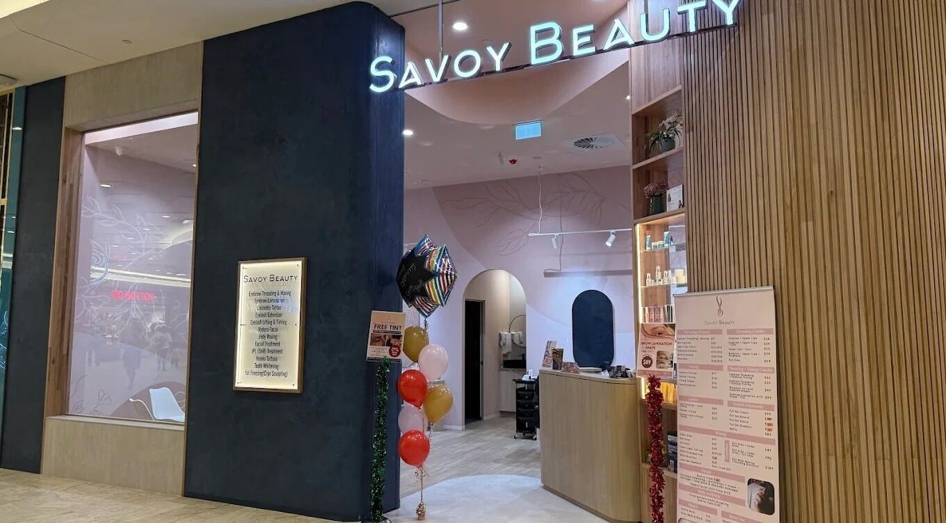 Entrance of Savoy Beauty - Mandurah in Mandurah, Western Australia, AU with inviting decor and elegant signage.