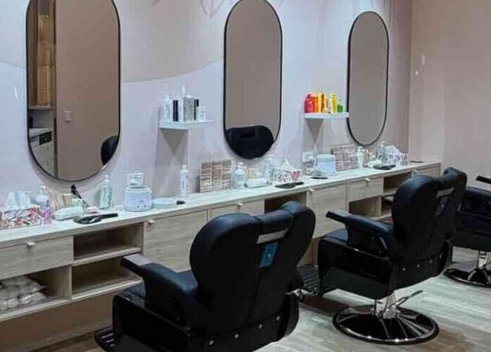 Modern salon chairs and mirrors at Savoy Beauty - Mandurah, Mandurah, Western Australia, AU.