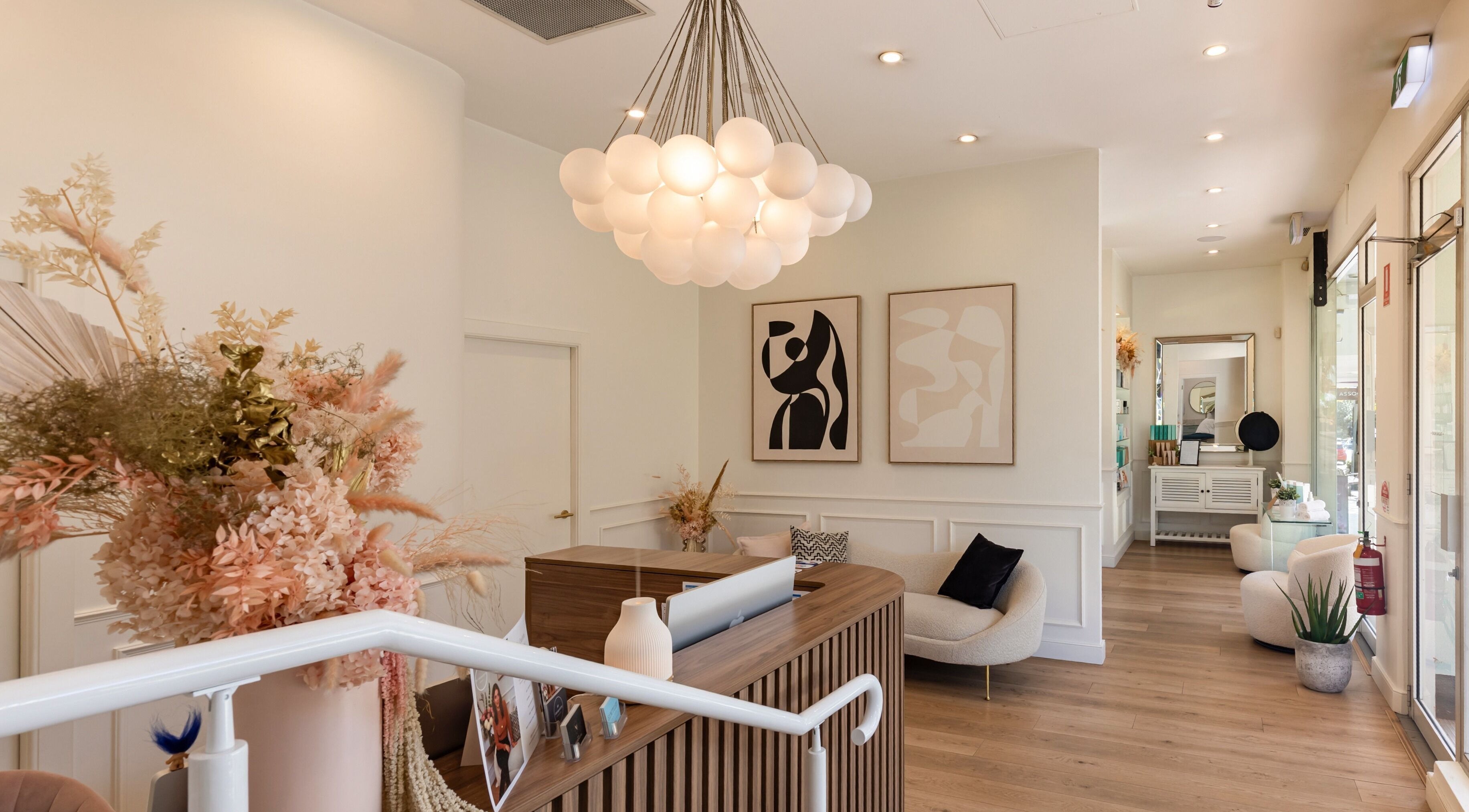 Elegant interior of Sanctuary Skin Care in Neutral Bay, New South Wales, AU with modern decor and cozy seating.