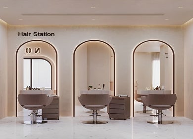 Modern hair station at Glow House Salon in الجهراء, الجهراء, KW, featuring stylish chairs and sleek design.