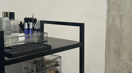 Modern beauty cart with tools at Lala Simone Beauty, London, England, GB.
