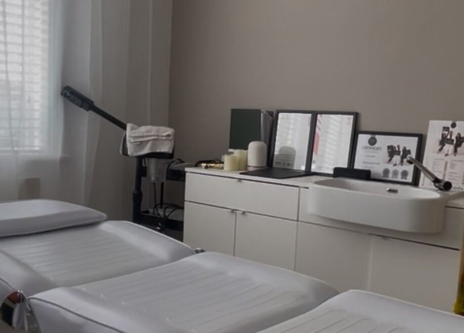 Treatment room at Fresh Faced in Grimsby, England, GB with modern equipment and calming ambiance.