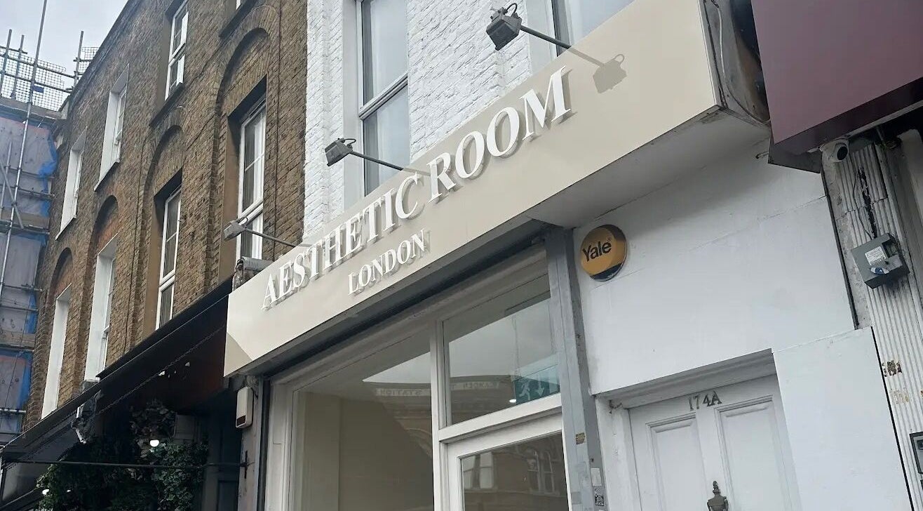 Exterior view of Face Couture, an aesthetic venue in London, England, GB, with prominent signage.