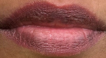Close-up of softly colored lips showcasing beauty at MYAB London in Stanmore, England, GB.