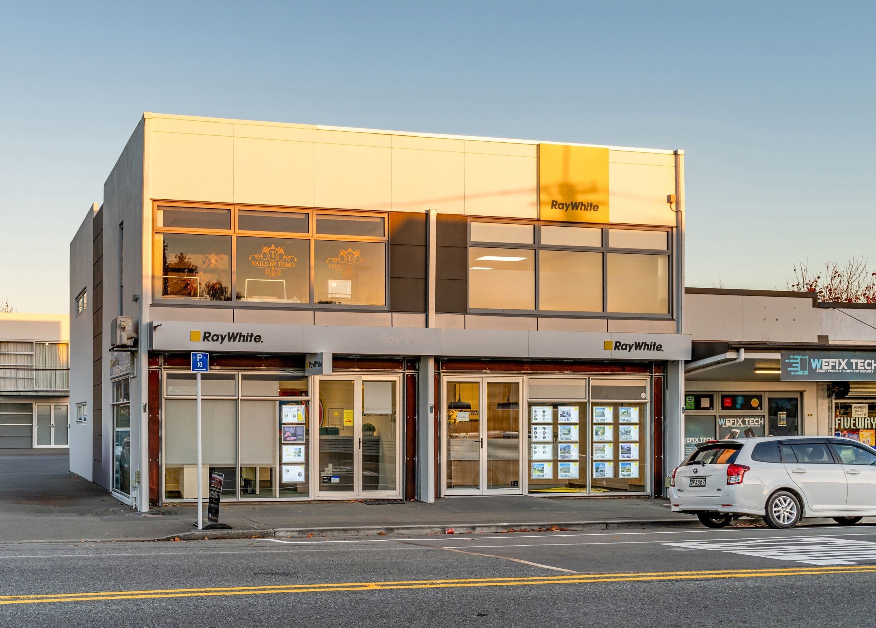 Street view of Nails by Tomo ltd, nestled in Christchurch, Canterbury Region, NZ with a modern exterior facade.
