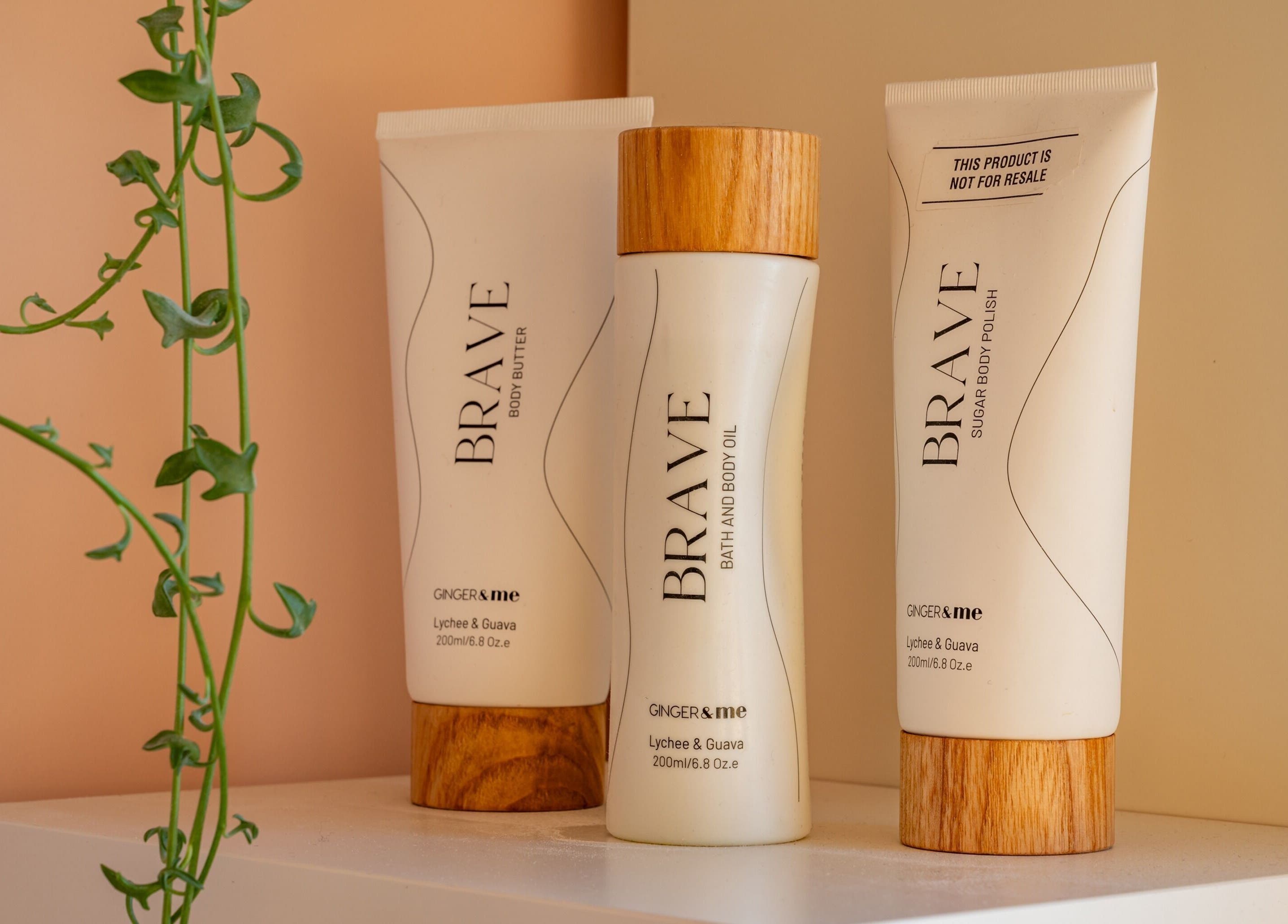 Brave body products on a shelf at Nails by Tomo ltd, Christchurch, Canterbury Region, NZ.