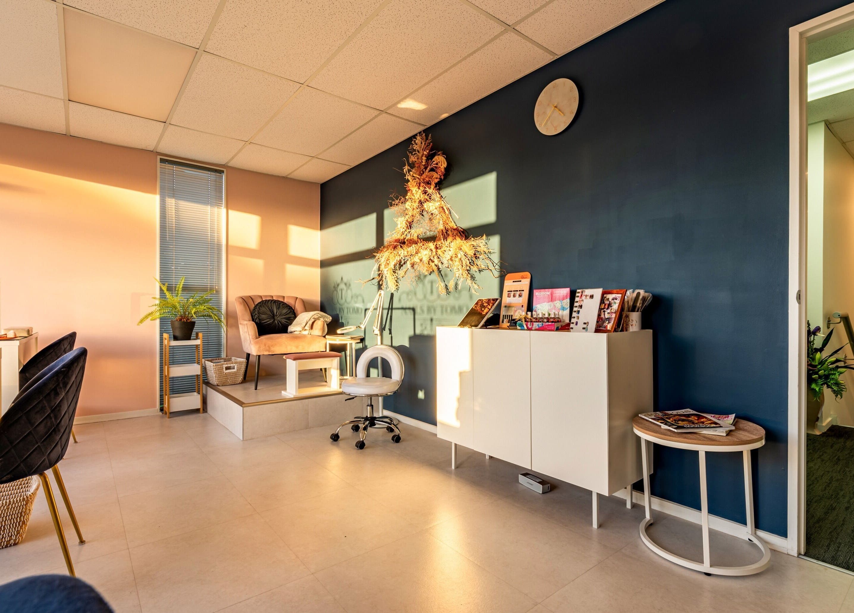 Tranquil nail salon interior at Nails by Tomo ltd, Christchurch, Canterbury Region, NZ with stylish decor.