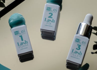 InLei lash care products at QLTY ESTHETICS, Nanaimo, British Columbia, CA, showcasing lash form, fix, and filler.