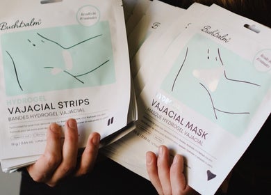 Hydrogel vajacial products showcased at QLTY ESTHETICS, Nanaimo, British Columbia, CA.