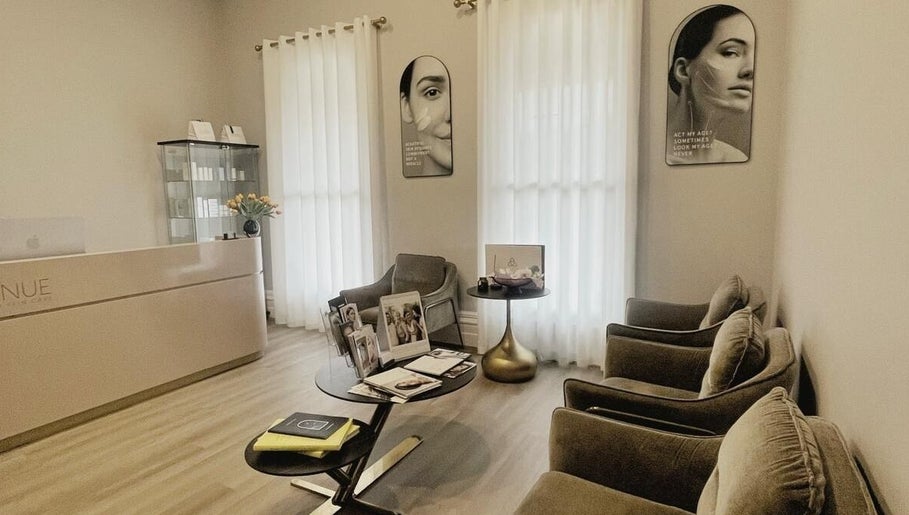 Chic waiting area at The Contour Method, Melbourne, Victoria, AU, featuring plush chairs and modern decor.