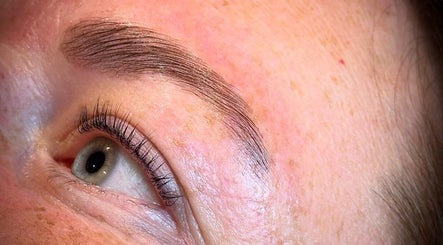 Close-up of expertly shaped eyebrow at Chloe Louise Beauty, Lossiemouth, Scotland, GB.