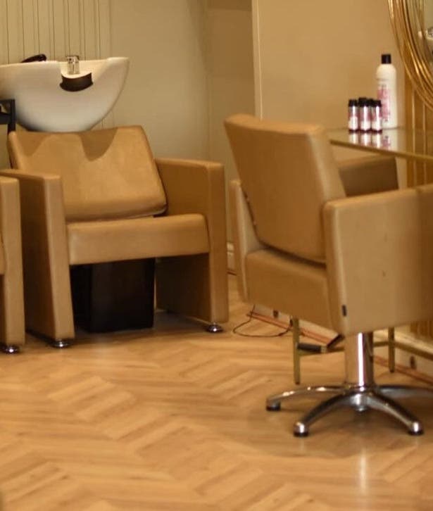 Stylish salon chairs and wash basins at hair by lilybelle, Wallasey, England, GB.