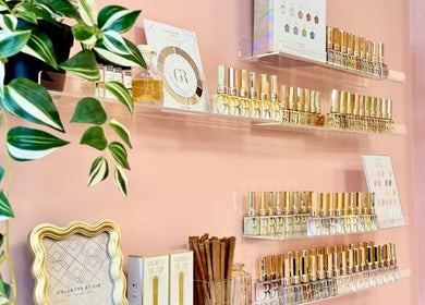 Chic nail product display at Emily House Nail on Avenue rd, North York, Ontario, CA.