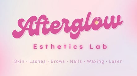 Afterglow Esthetics Lab sign in pink hues showcasing beauty services in Toronto, Ontario, CA.