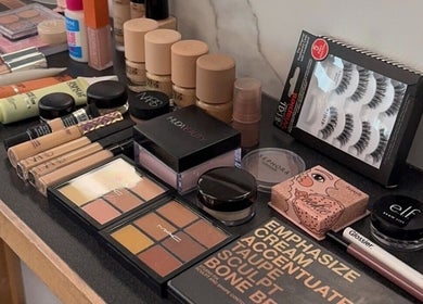 A range of makeup products at Afterglow Esthetics Lab in Toronto, Ontario, CA showcasing diverse beauty options.