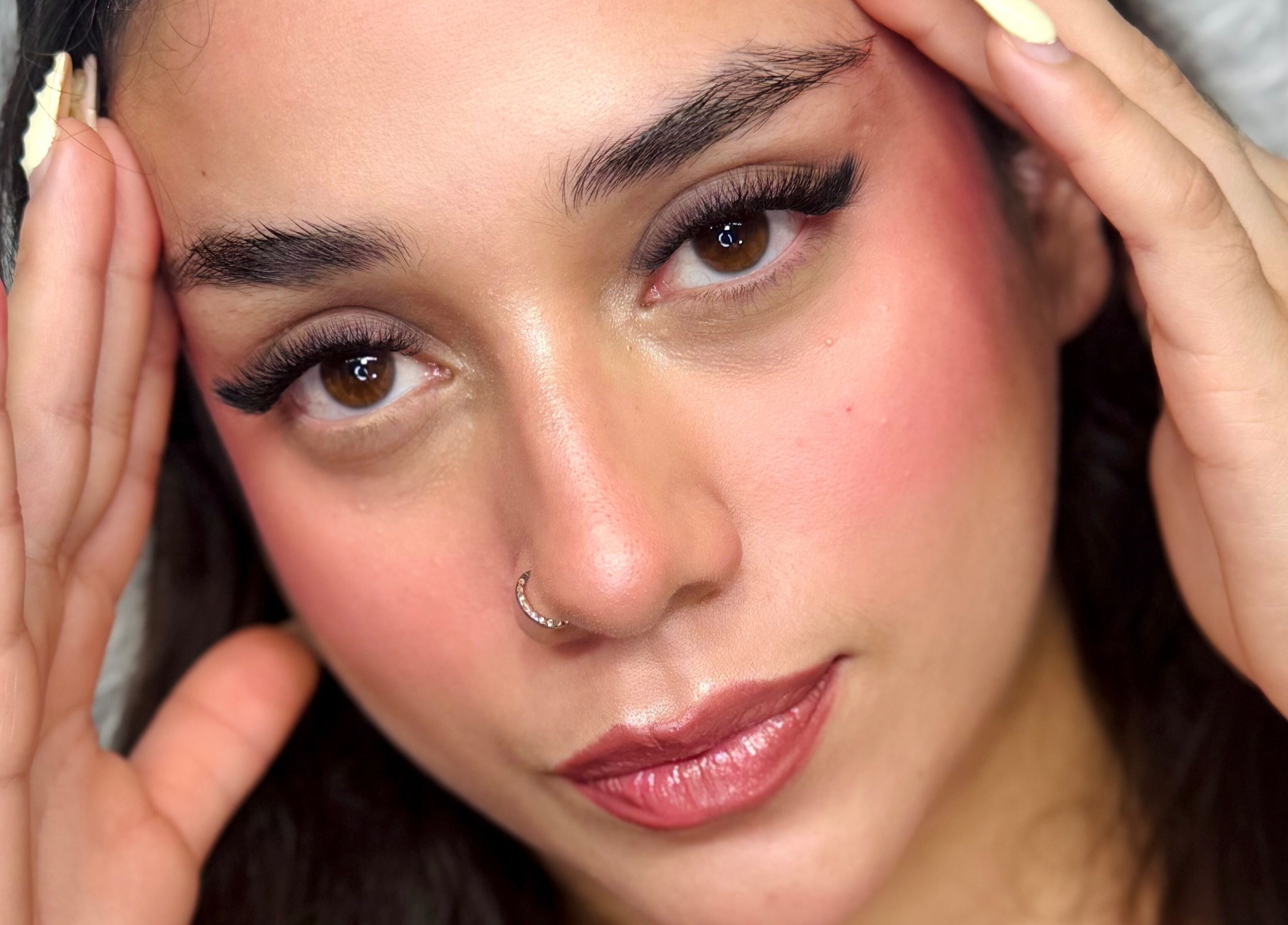 Primer plano de pestañas realzadas en Darg Lashes, Rahway, New Jersey, US.