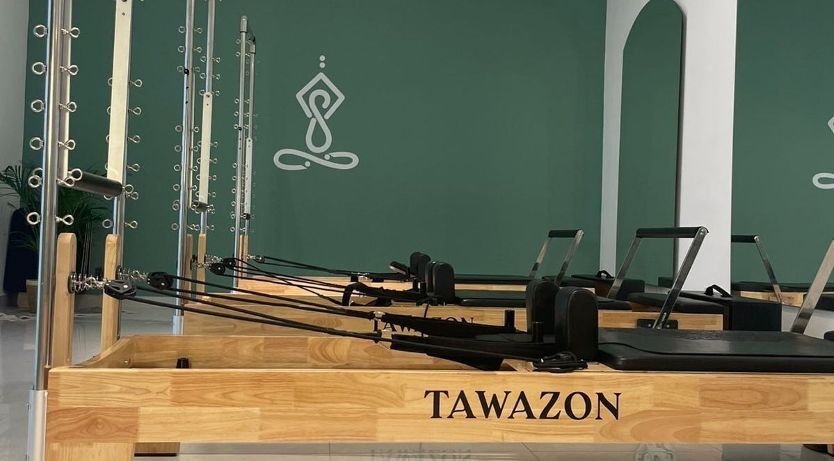 Pilates reformers at Tawazon Studio, Tarablus, North Governorate, LB, offering a serene wellness experience.