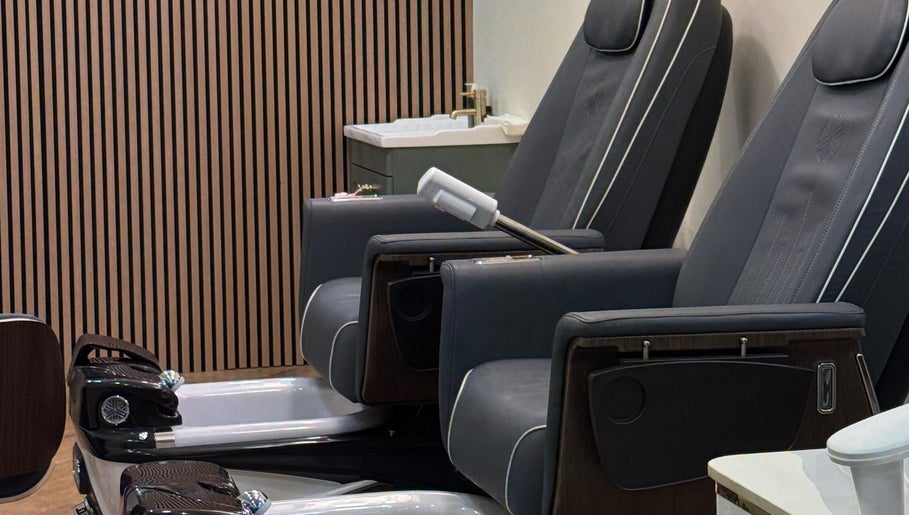 Elegant pedicure chairs at TWO COATS, offering relaxation in Glasgow, Scotland, GB.