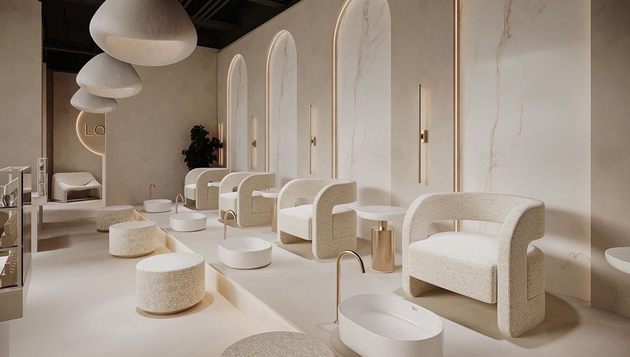 Elegant spa chairs and basins at Golden Glow Beauty Home Services in Dubai, Dubai, AE.