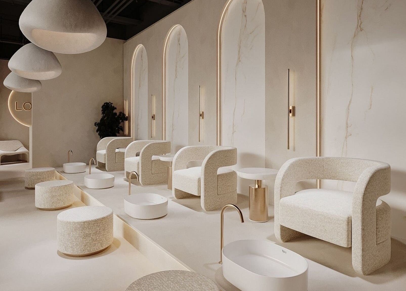 Luxurious seating at Golden Glow Beauty Lounge, Dubai, Dubai, AE showcasing modern spa interiors.