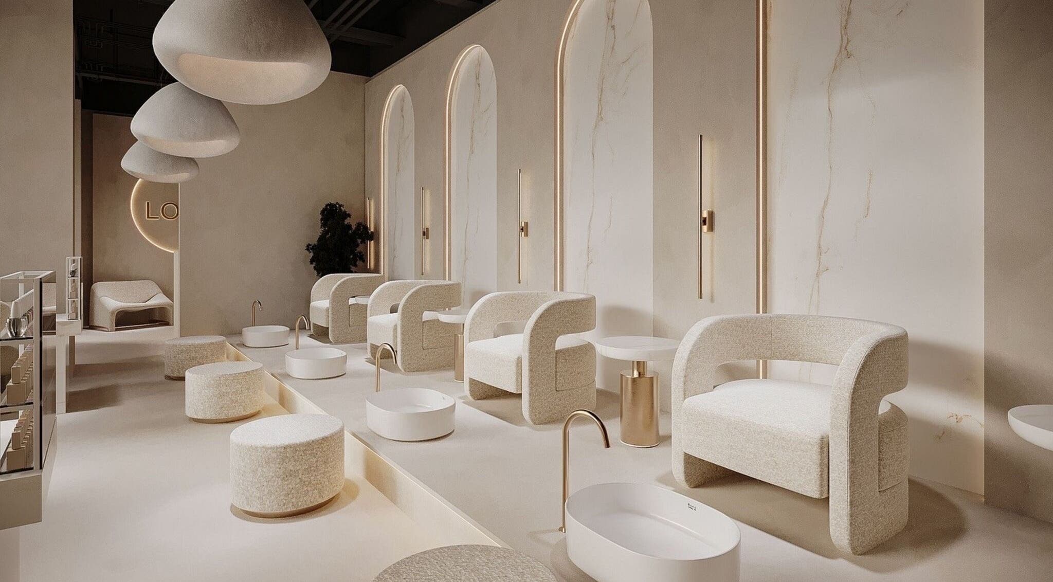 Luxurious seating at Golden Glow Beauty Lounge, Dubai, Dubai, AE showcasing modern spa interiors.