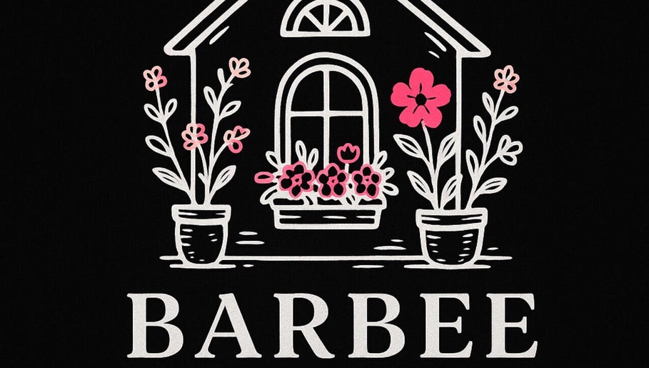Floral window sign of Barbee Studio in Bowling Green, Kentucky, US.