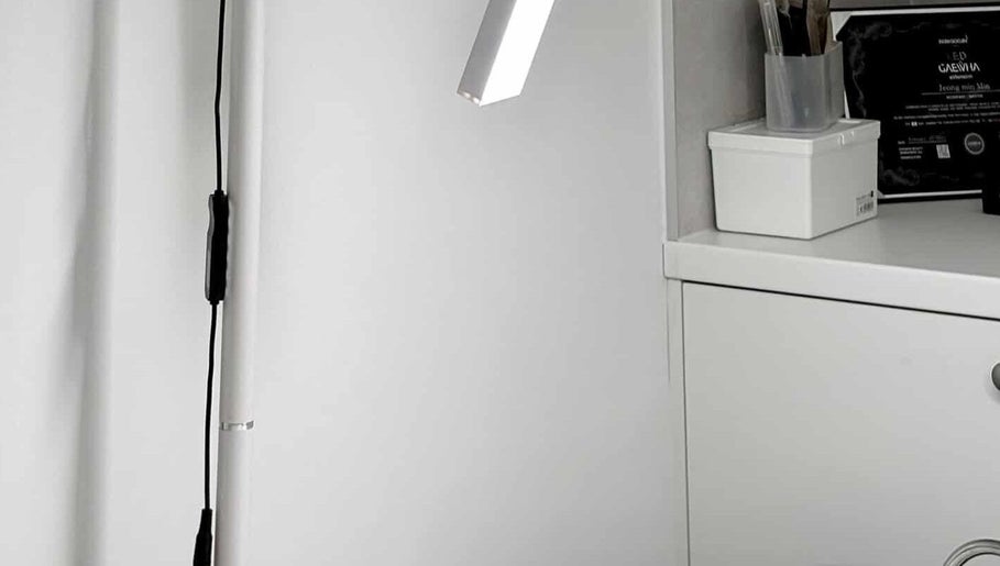 Sleek workspace at Jasmine_lashsyd, West Ryde, New South Wales, AU, showcasing minimalist design and beauty tools.