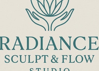 Logo of Radiance Sculpt & Flow Studio, Gatineau, Québec, CA showcasing a lotus and hands design.