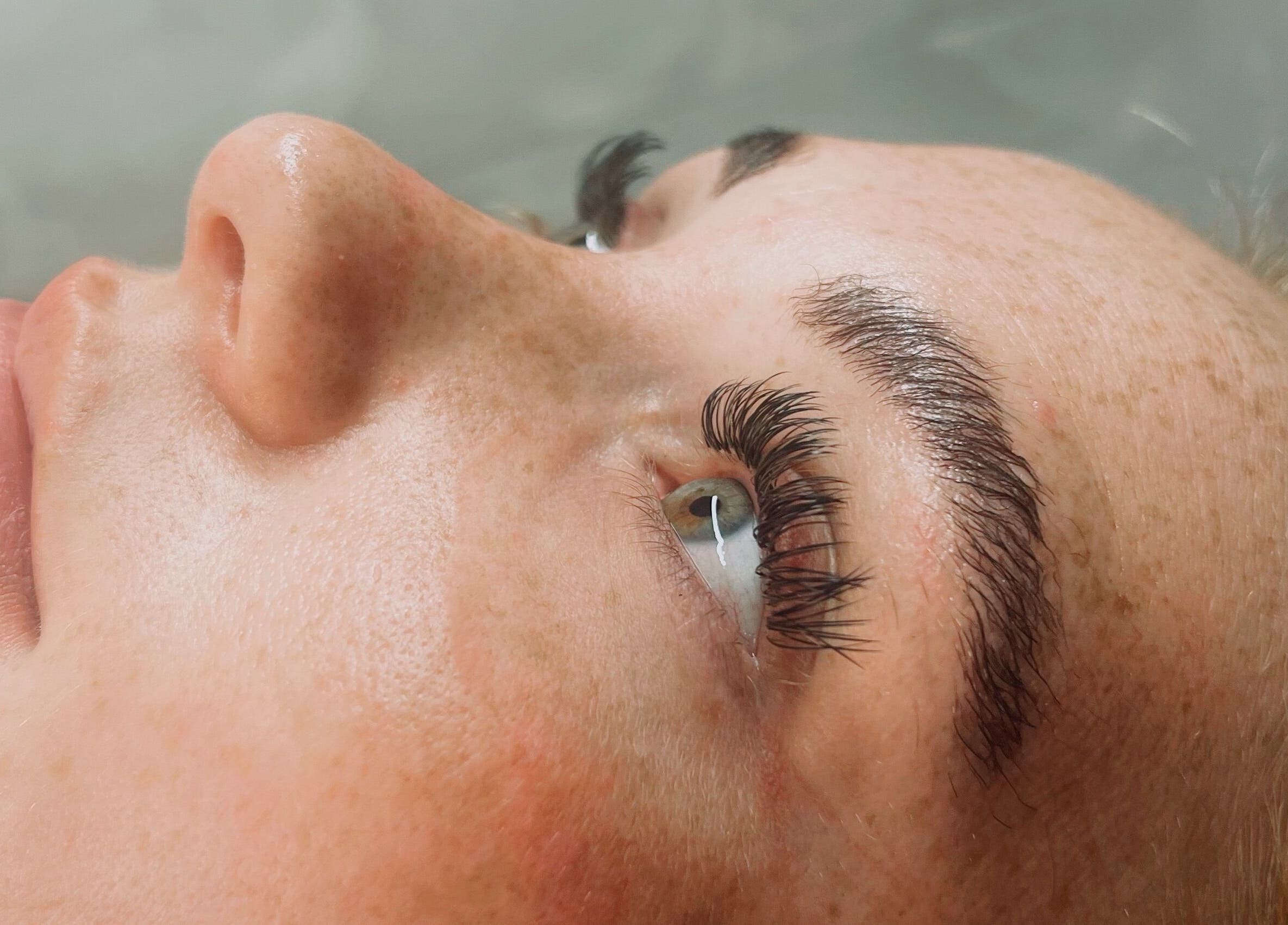 Close-up of eyelash extensions at Wispy Mink Lash Studio, Pretoria, Gauteng, ZA.