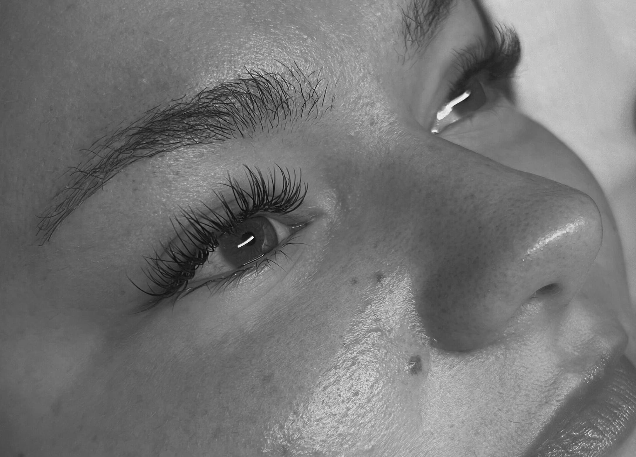 Close-up of eyelash extensions at Wispy Mink Lash Studio, Pretoria, Gauteng, ZA.