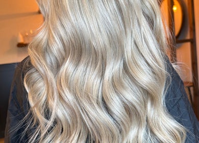 Wavy blonde hair captured at Aphrodite, Stirling, Scotland, GB.
