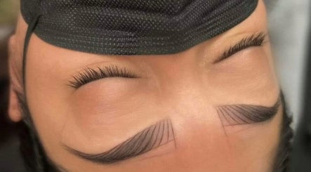 Close-up of expertly shaped eyebrows at Skintude, Ahmedabad, Gujarat, IN, showcasing precise microblading.