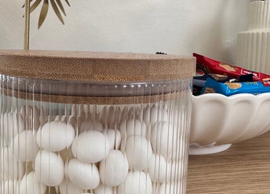Stylish snack jar and treats at Kelseigh Walsh Hair - Studio in Anstey, England, GB.