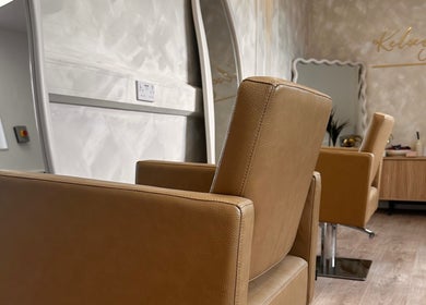 Luxurious chairs at Kelseigh Walsh Hair - Studio in Anstey, England, GB, highlighting stylish decor.