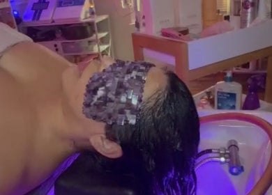 Client enjoys a rejuvenating facial treatment at B&G Wellness Salon, Roswell, Georgia, US.