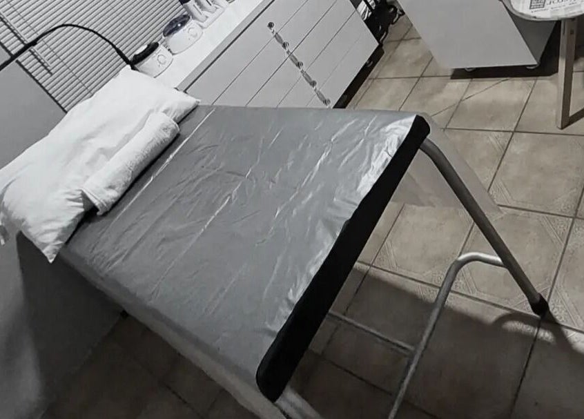 Treatment bed in C C Beauty Aesthetics, Pretoria, Gauteng, ZA, offering a calming environment.