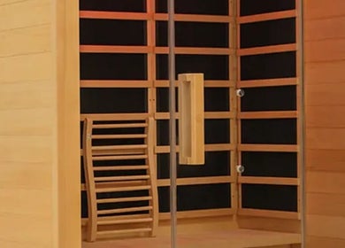Cozy sauna room at DRIP DEN in Hobart, Tasmania, AU, featuring wooden interior and seating for relaxation.