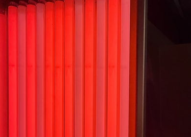 Infrared light panels at DRIP DEN, Hobart, Tasmania, AU for wellness and relaxation therapies.
