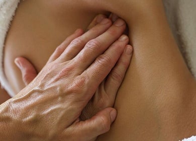 Close-up of therapeutic hand massage at Sabera remedial massage, Chinderah, New South Wales, AU.