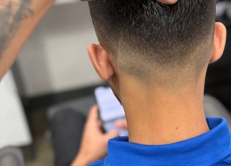 A precise haircut being styled at Gatsby Studio Salon & Nails, Richmond Hill, Ontario, CA.