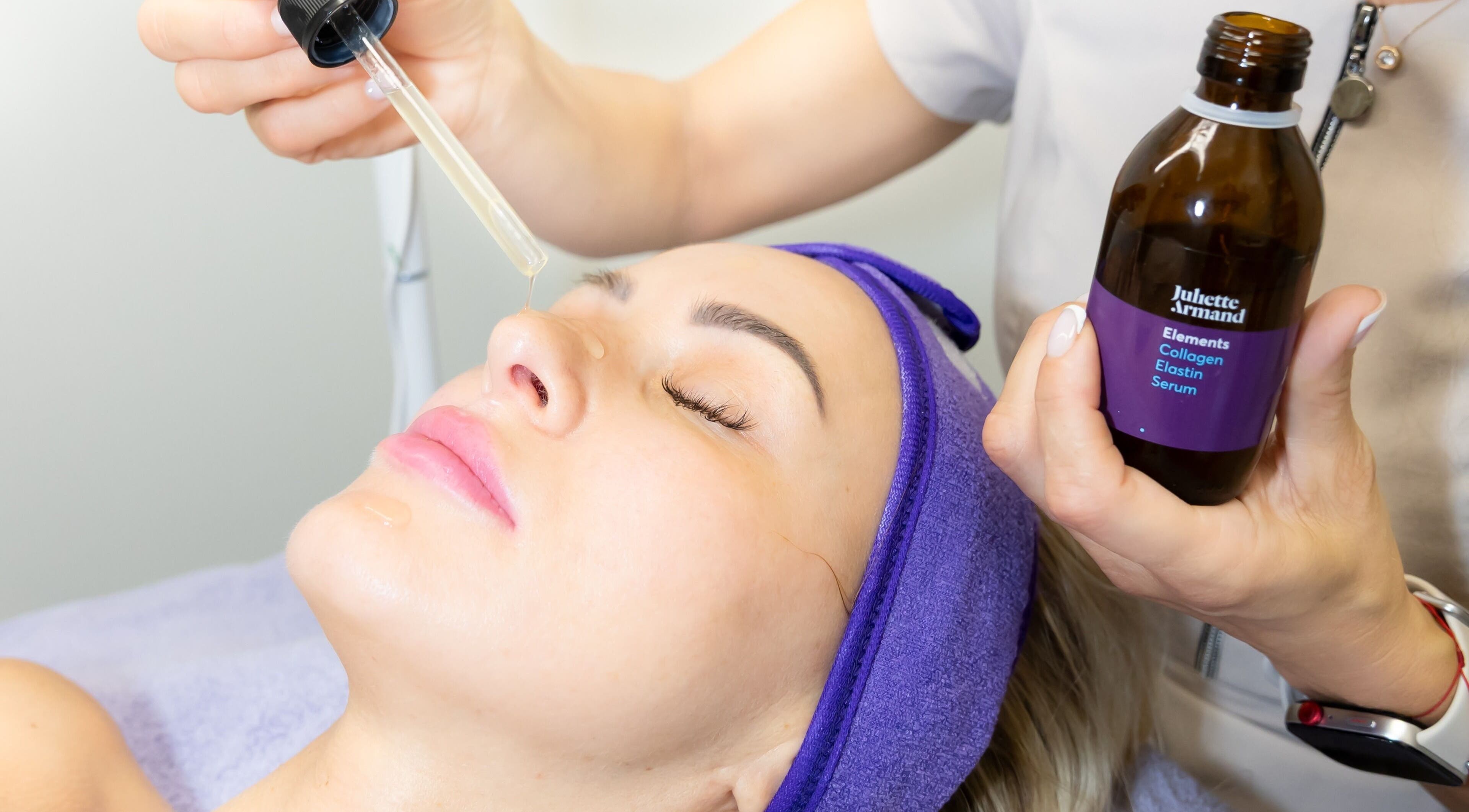 Facial treatment at Silhouette Glow Beauty by Vaida, Armagh, Northern Ireland, GB using collagen serum.