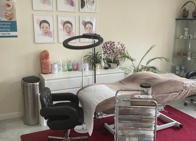 Elegance Beauty & Aesthetics, March, England, GB: a tranquil treatment room with a modern aesthetic.