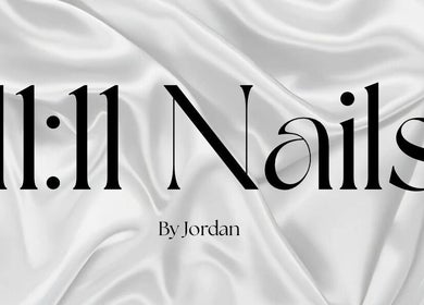 11:11 Nails By Jordan logo on silky white fabric background in Dalton Gardens, Idaho, US.