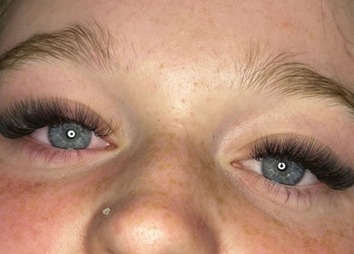 Close-up of elegant eyelash extensions at Lashes by Lydia, Pickering, England, GB.