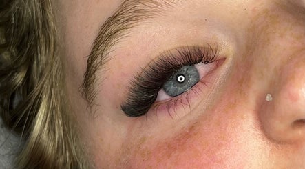 Closeup of expertly applied false eyelashes at Lashes by Lydia, Pickering, England, GB.