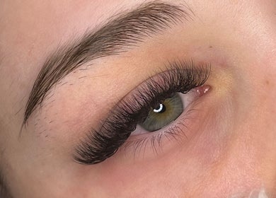 Close-up of enhanced eyelashes by Lashes by Lydia, Pickering, England, GB showcasing detailed beauty work.