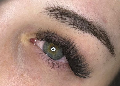 Close-up of expertly crafted eyelashes at Lashes by Lydia, Pickering, England, GB.