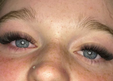 Close-up of elegant lash extensions by Lashes by Lydia in Pickering, England, GB.