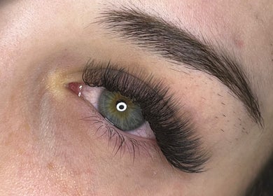 Close-up of eyelash extensions at Lashes by Lydia, Pickering, England, GB.