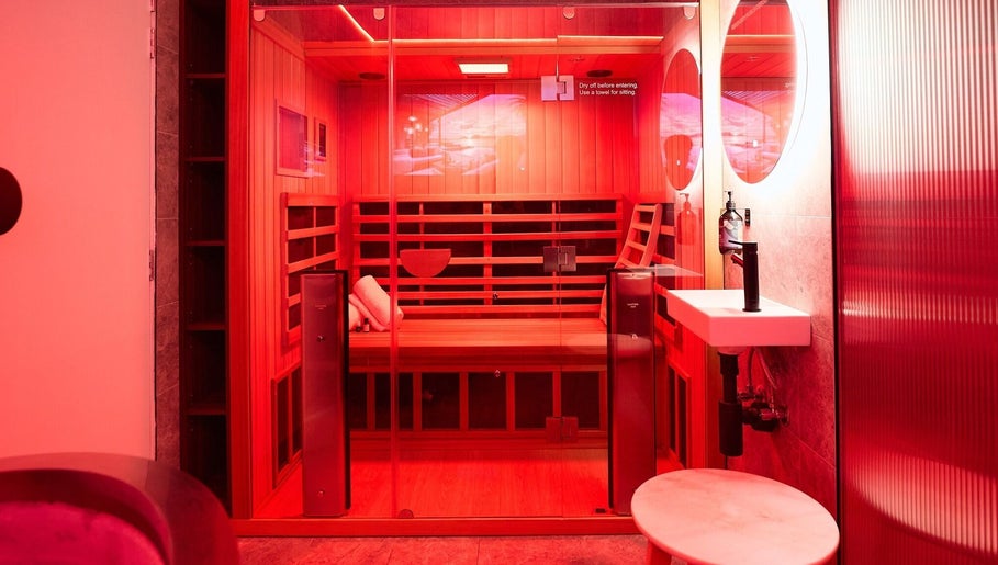 Infrared sauna room at Vita Health Club, North Willoughby, New South Wales, AU. Relax and rejuvenate in style.